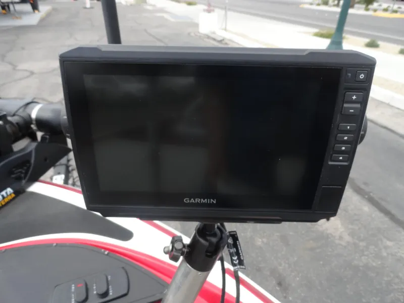 Slide: The Image of Garmin display mounted on a 2018 Nitro Z17 boat, showing control buttons. - 19
