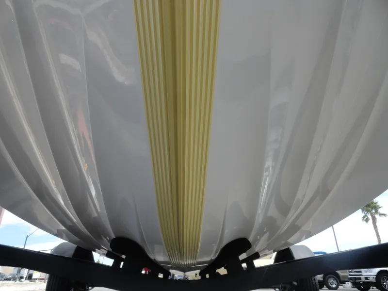 Slide: The Image of Underside view of a 2018 Nitro Z17 boat on a trailer. - 23