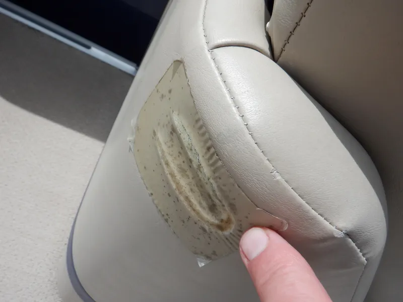 Slide: The Image of Worn seat upholstery on 2013 Harris FloteBote Cruiser 240 pontoon boat. - 42