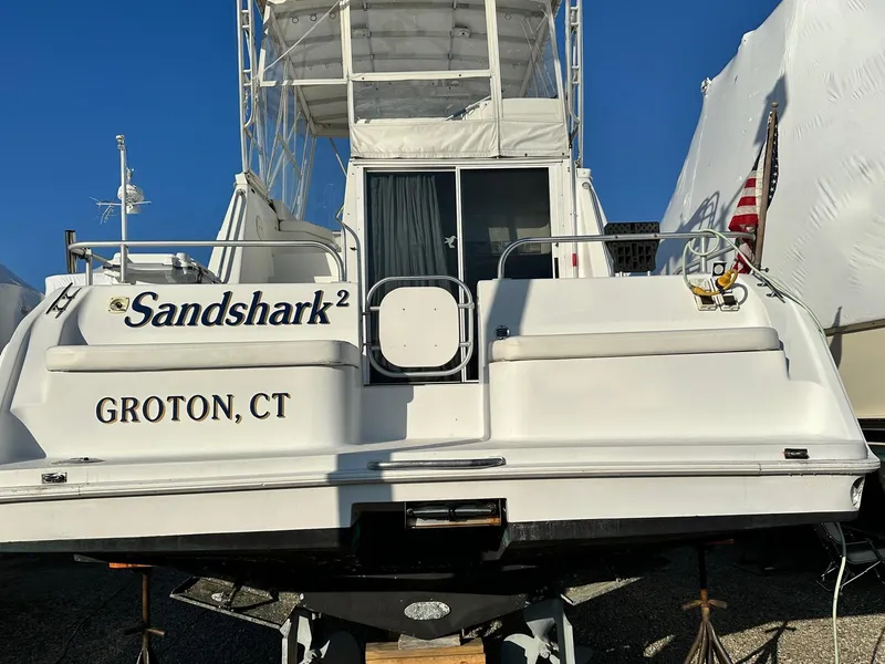 Slide: The Image of 1996 Mainship 40 Sedan Bridge boat named "Sandshark 2" in Groton, CT. - 37