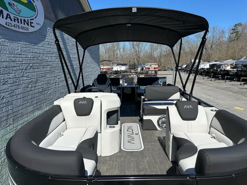 Slide: The Image of 2025 Avalon LSZ 2185 Quad Lounger Shift pontoon boat with spacious seating and canopy. - 4