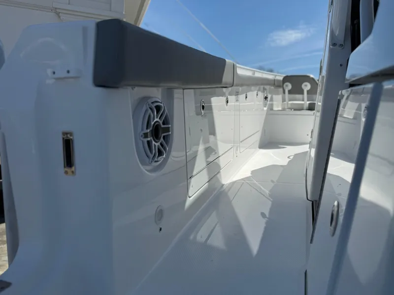 Slide: The Image of 2025 Everglades 285 Center Console boat interior with sleek design and modern features. - 28