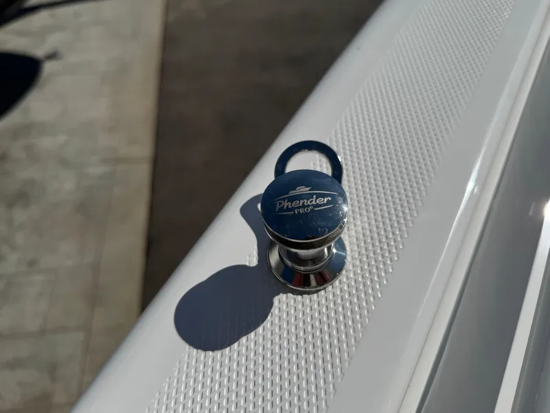 Slide: The Image of Chrome Phender Pro cleat on 2025 Everglades 285 Center Console boat deck. - 33