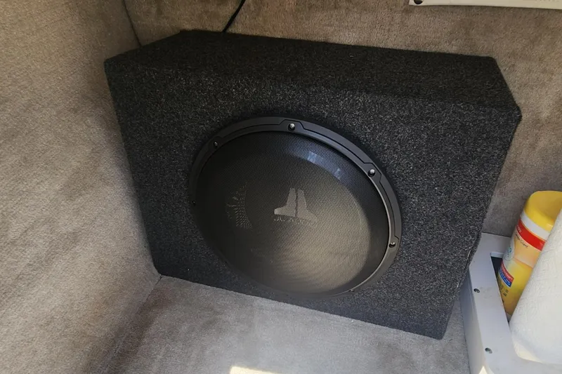 Slide: The Image of Subwoofer installed in a 2008 Crownline 240LS boat, enhancing audio experience. - 16