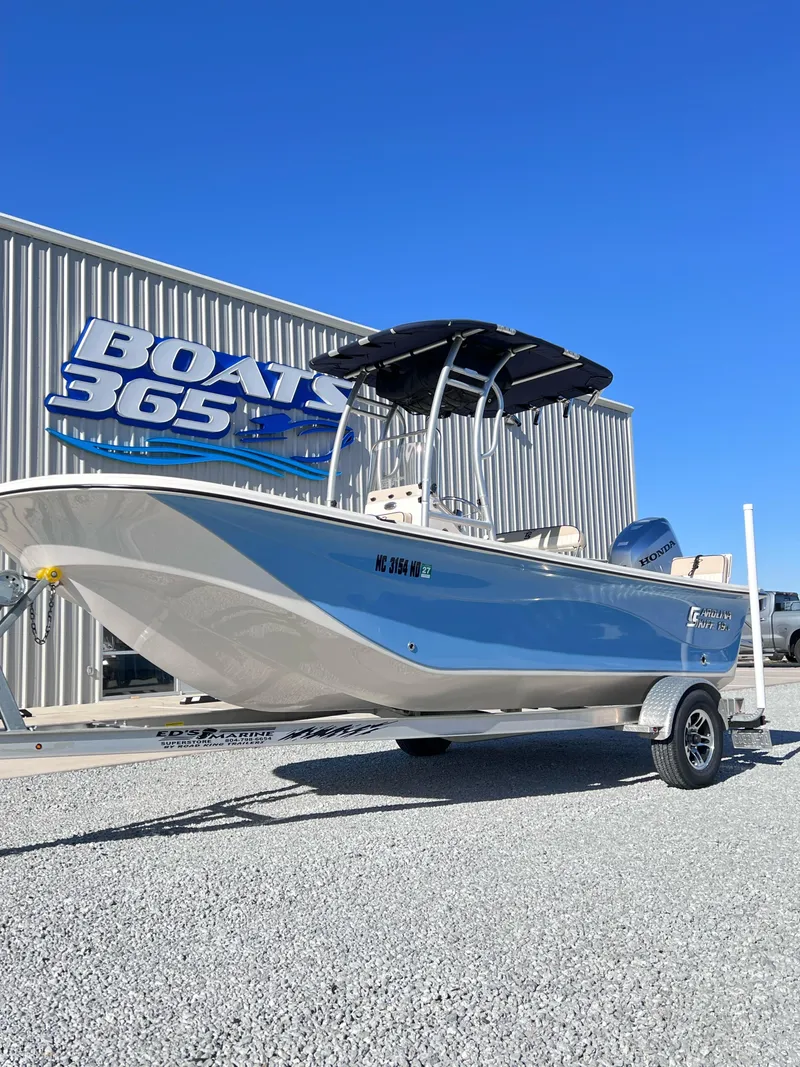Slide: The Image of 2022 Carolina Skiff 19LS boat on trailer at Boats 365 dealership. - 0