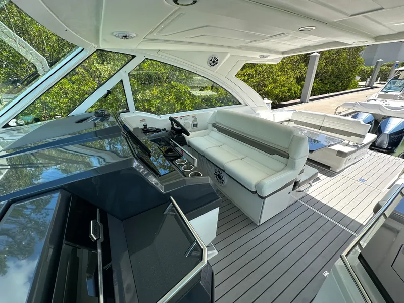 Slide: The Image of 2022 Formula 380 Super Sport Crossover interior with sleek design and comfortable seating. - 22