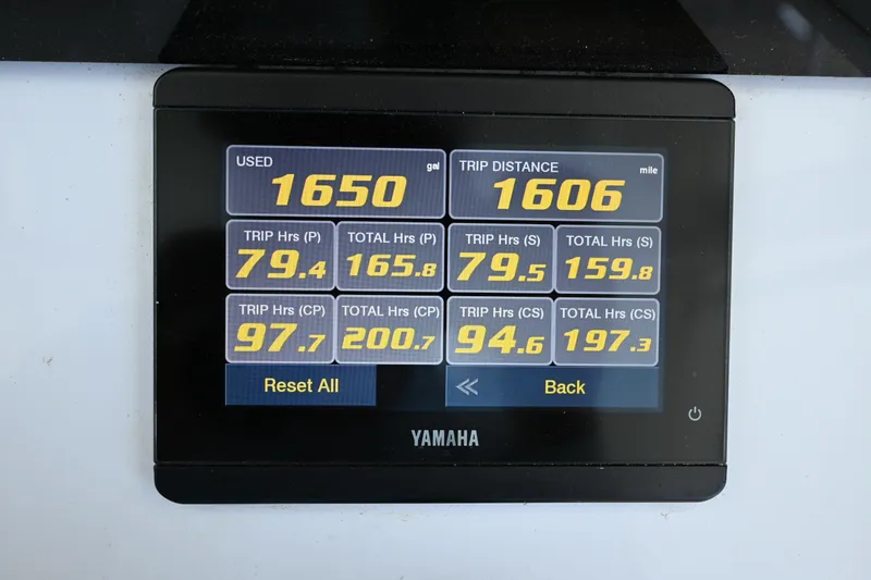 Slide: The Image of Yamaha display showing trip data for Freeman 37 VH, 2024 model. - 18
