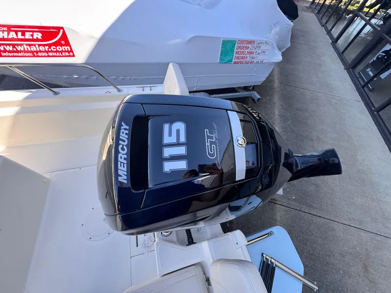 Slide: The Image of 2025 Boston Whaler 170 Montauk with Mercury 115 CT outboard engine. - 6