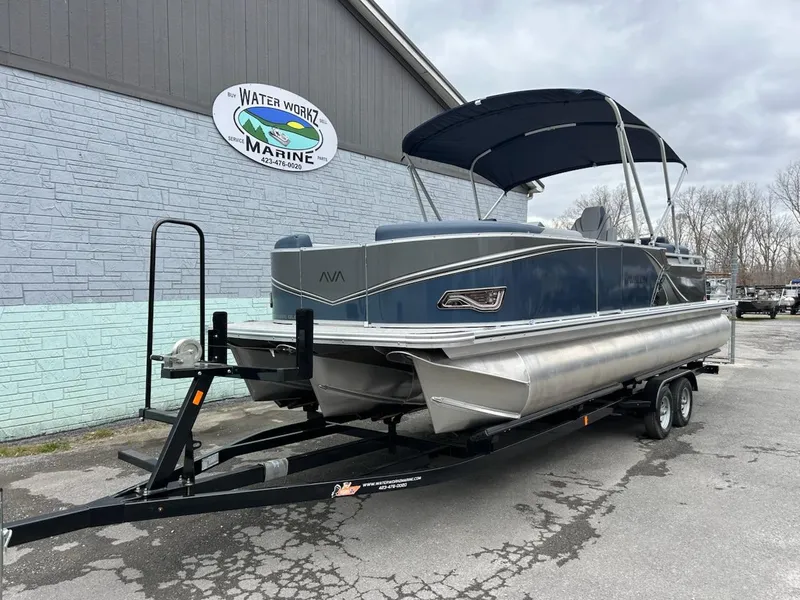 Slide: The Image of 2025 Avalon LSZ 2585 Quad Lounger Shift pontoon boat on trailer at Water Workz Marine. - 3