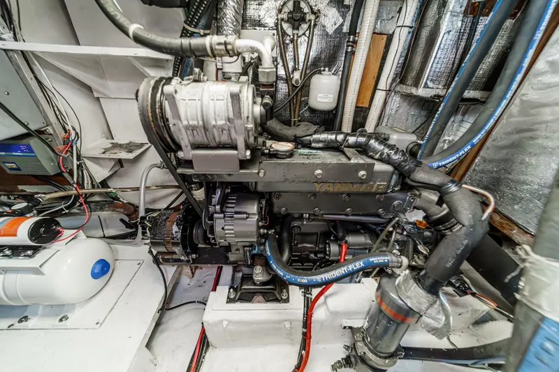 Slide: The Image of Engine room of a 1992 Morgan 45 Catalina sailboat with Yanmar engine. - 62