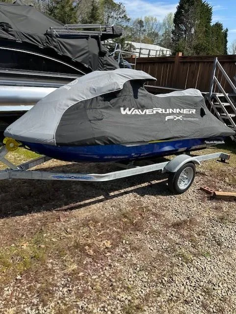 Slide: The Image of 2020 Yamaha WaveRunner FX Cruiser SVHO covered on trailer outdoors. - 8