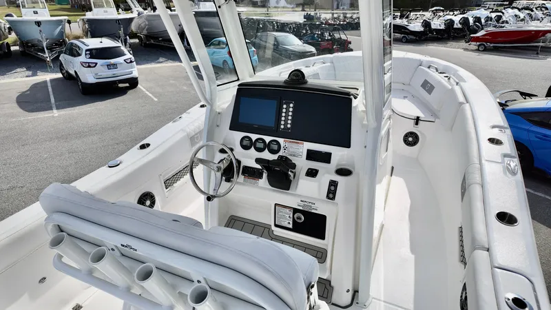 Slide: The Image of 2025 Sea Fox 268 Commander boat interior with modern dashboard and seating. - 4