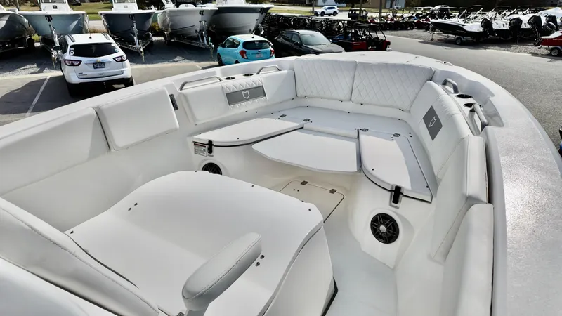 Slide: The Image of 2025 Sea Fox 268 Commander boat interior with spacious seating and modern design. - 5