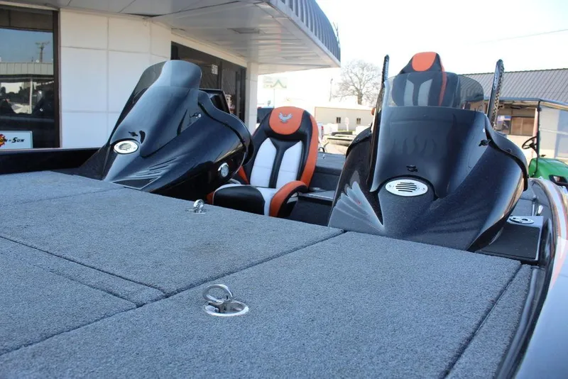 Slide: The Image of 2018 Phoenix 721 ProXP boat interior with dual consoles and seating. - 19