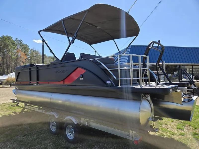 Slide: The Image of 2025 Godfrey Sweetwater 2286 SFLC pontoon boat with canopy on trailer. - 10