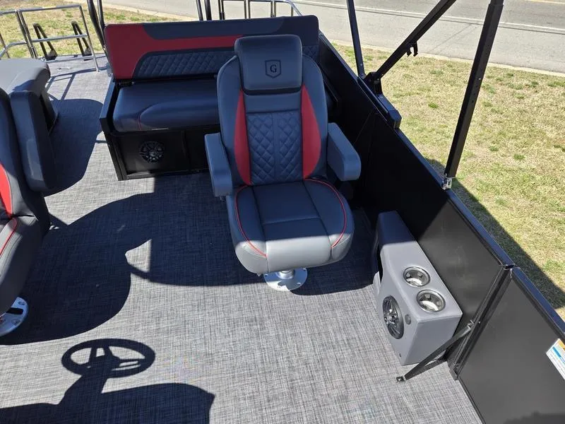 Slide: The Image of Luxurious seating on 2025 Godfrey Sweetwater 2286 SFLC pontoon boat, featuring modern design and comfort. - 14