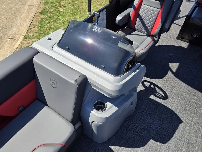 Slide: The Image of Interior of 2025 Godfrey Sweetwater 2286 SFLC boat with modern seating and console. - 15