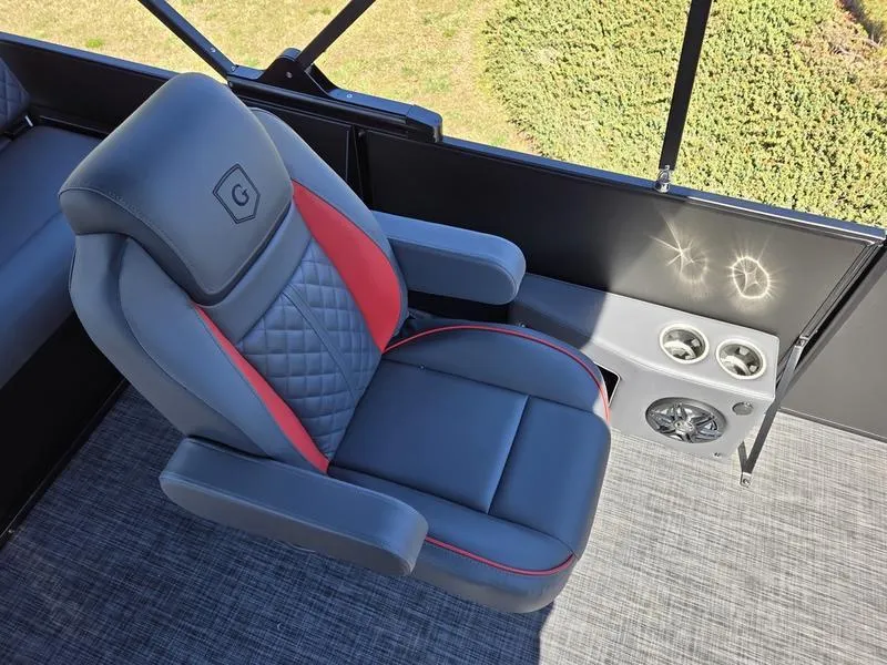 Slide: The Image of Luxurious seating on 2025 Godfrey Sweetwater 2286 SFLC pontoon boat with cup holders. - 3