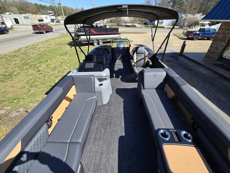 Slide: The Image of 2025 Godfrey Sweetwater 2286 SB pontoon boat with spacious seating and modern design. - 7