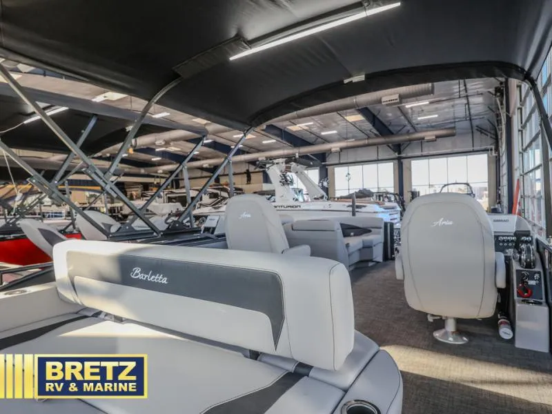 Slide: The Image of Interior of 2025 Aria Ultra-Lounge A22UC boat at Bretz RV & Marine showroom. - 8