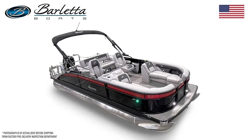 Slide: The Image of 2025 Barletta Aria A22UC pontoon boat with sleek design and comfortable seating. - 5