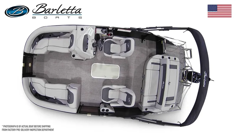 Slide: The Image of Top view of 2025 Barletta Aria A22UC pontoon boat with seating layout. - 7