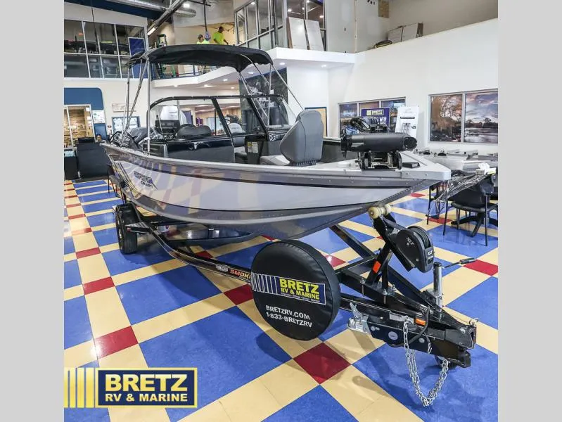 Slide: The Image of 2020 Pro Angler XL 182 XL boat displayed at Bretz RV & Marine showroom. - 1