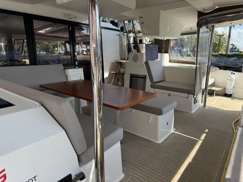 Slide: The Image of 2018 Fountaine Pajot Saona 47 yacht interior with seating and dining area. - 41