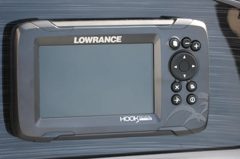Slide: The Image of Lowrance Hook Reveal fish finder on 2025 Sylvan 820 CLZ DH Premium Pontoon. - 29