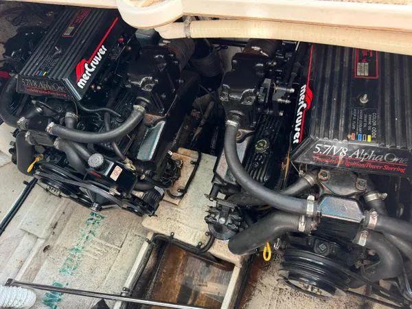 Slide: The Image of Twin MerCruiser 5.7L V8 engines in a 1995 Cruisers Yachts 3175 Rogue. - 17