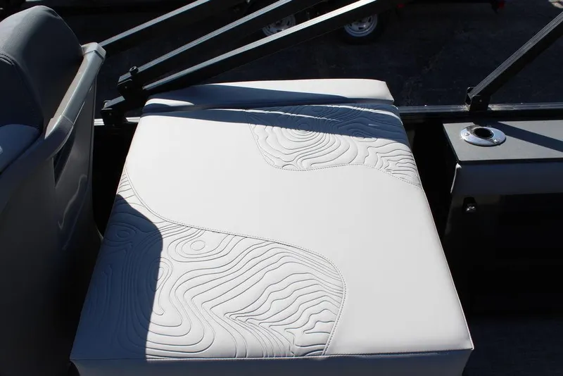 Slide: The Image of 2025 Avalon GEO FISH REAR FISH boat seat with embossed topographic design. - 22