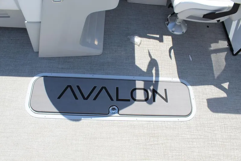 Slide: The Image of Avalon GEO FISH REAR FISH 2025 boat interior with branded flooring. - 26