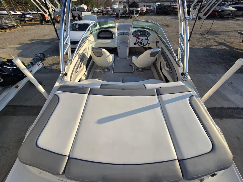 Slide: The Image of 2008 Sea Ray 205 Sport boat interior with seating and dashboard view. - 20
