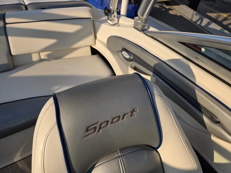 Slide: The Image of 2008 Sea Ray 205 Sport boat interior with "Sport" embroidered seat. - 21