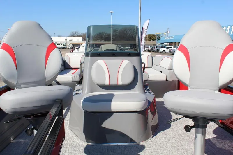 Slide: The Image of 2025 Avalon Venture 85 Center Console Fish boat interior with modern seating. - 10
