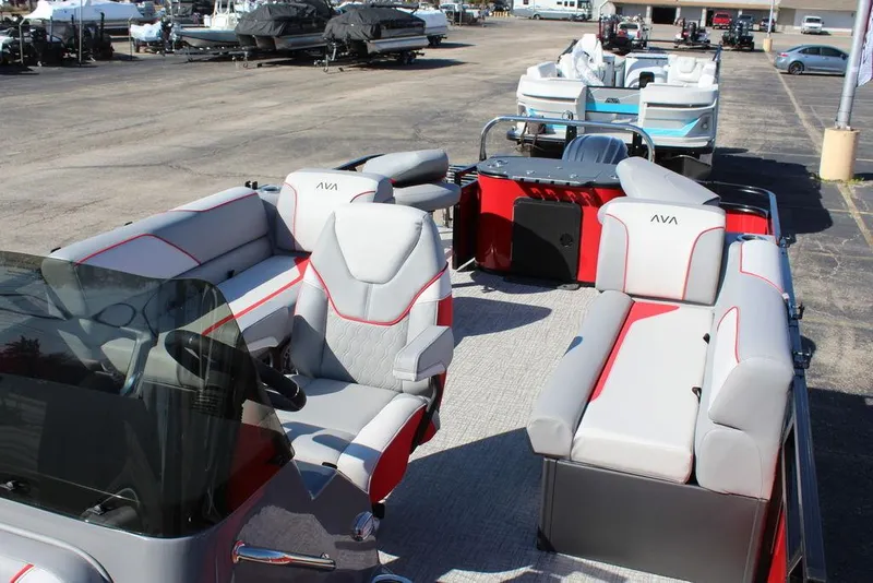 Slide: The Image of 2025 Avalon Venture 85 Center Console Fish boat, 23 FT, with spacious seating and modern design. - 12