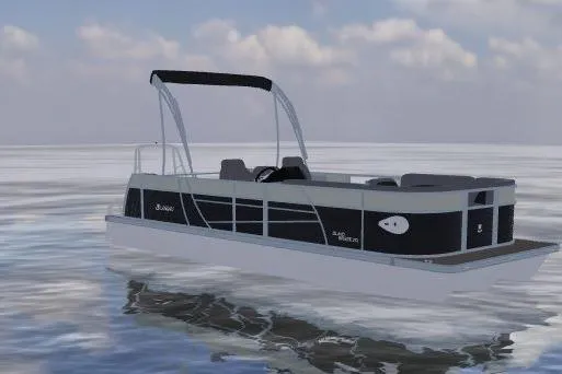 The Image of 2026 Landau Island Breeze 232 Cruise pontoon boat on calm water under a cloudy sky. - 16