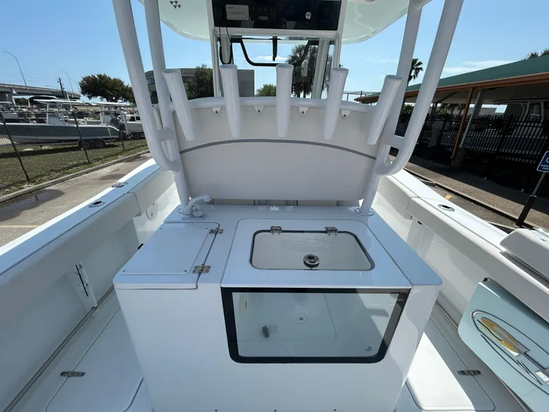 Slide: The Image of 2025 Sea Hunt Gamefish 28 with Coffin Box, featuring spacious deck and storage. - 9