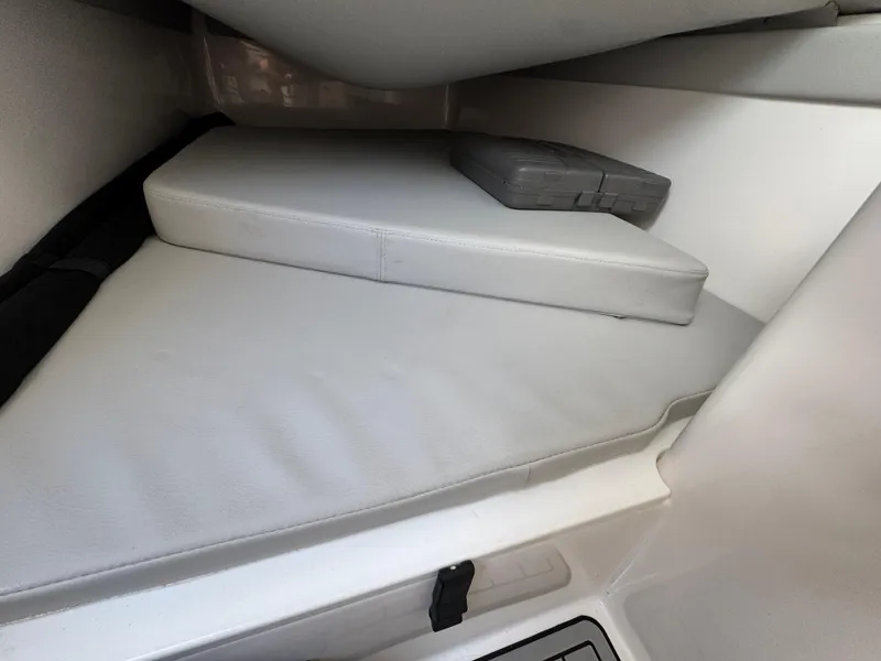Slide: The Image of 2023 Sea Fox 328 Commander cabin interior with cushioned seating area. - 41
