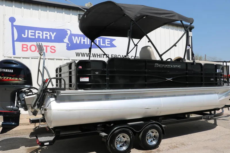 Slide: The Image of 2019 Berkshire 211RFC CTS pontoon boat with Yamaha engine at Jerry Whittle Boats dealership. - 2