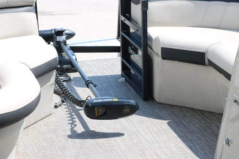 Slide: The Image of 2019 Berkshire 211RFC CTS boat interior with seating and trolling motor. - 29