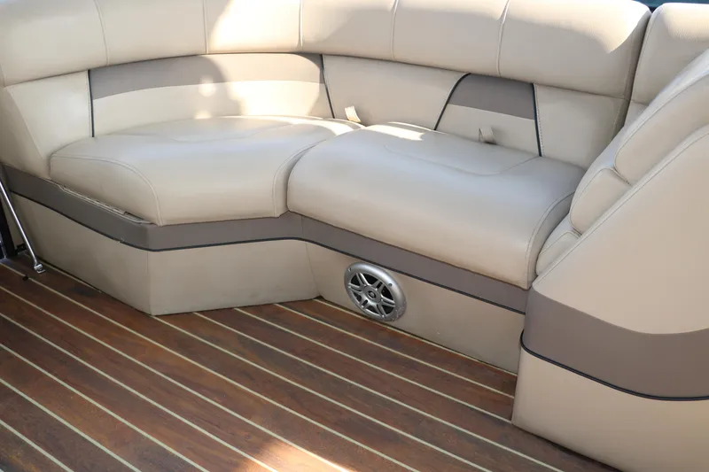 Slide: The Image of Luxurious seating on 2018 Trifecta 23 RFE boat with wood flooring. - 33