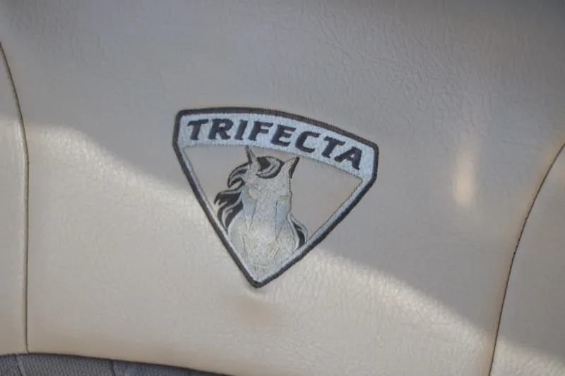 Slide: The Image of Trifecta 23 RFE 2018 logo on beige leather upholstery. - 35