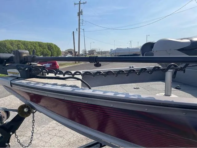 Slide: The Image of Boat with trolling motor on trailer, G3 V172C, 2015 model, parked outdoors. - 8