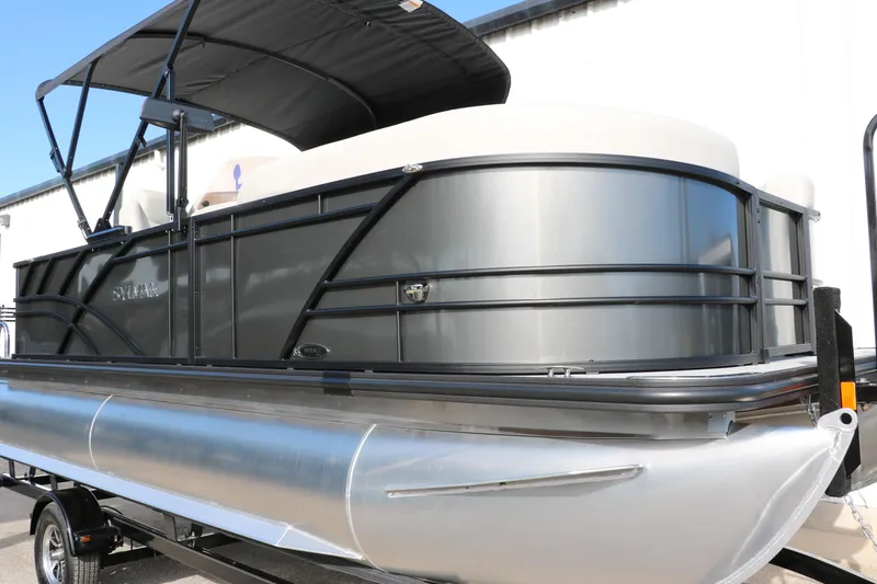 Slide: The Image of 2025 Sylvan Mirage 820 Party Fish Premium Pontoon with sleek design and canopy. - 14