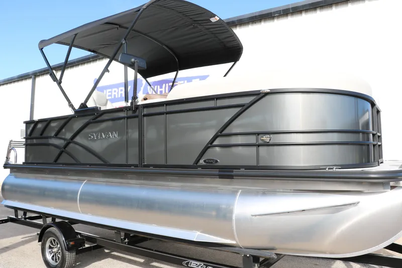 Slide: The Image of 2025 Sylvan Mirage 820 Party Fish Premium Pontoon with sleek design and canopy. - 15