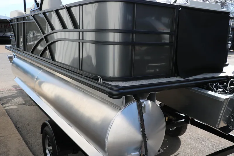 Slide: The Image of 2025 Sylvan Mirage 820 Party Fish Premium Pontoon, sleek design, side view. - 8