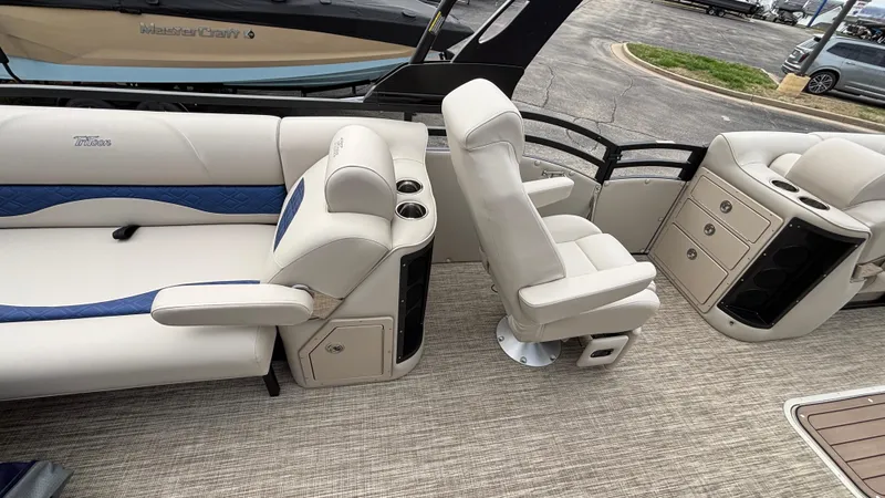 Slide: The Image of 2025 JC Neptoon 25TT Sport boat interior with plush seating and modern design. - 18