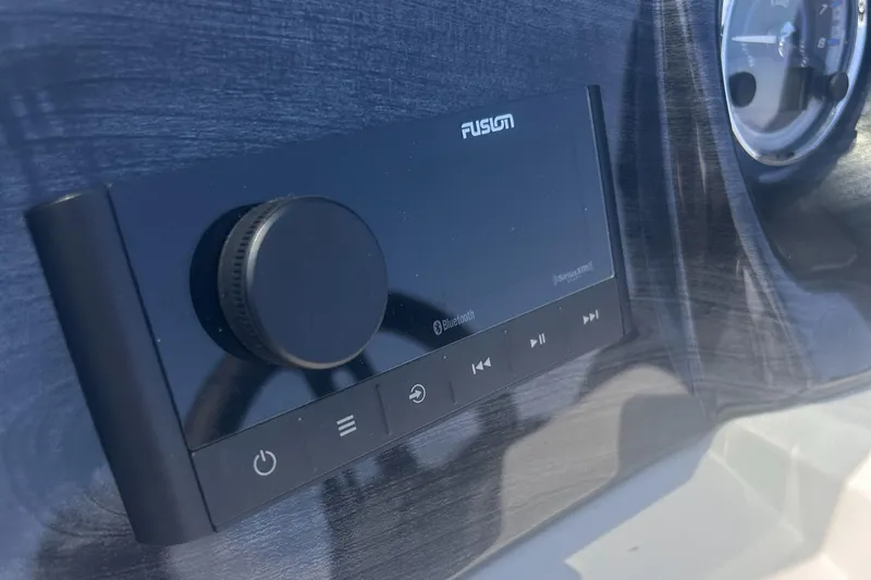 Slide: The Image of Control panel of 2025 Avalon 2385 LSZ with Fusion audio system. - 9