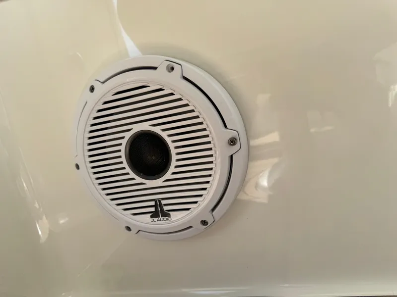 Slide: The Image of Speaker on 2022 World Cat 230 SD boat, featuring JL Audio branding. - 31